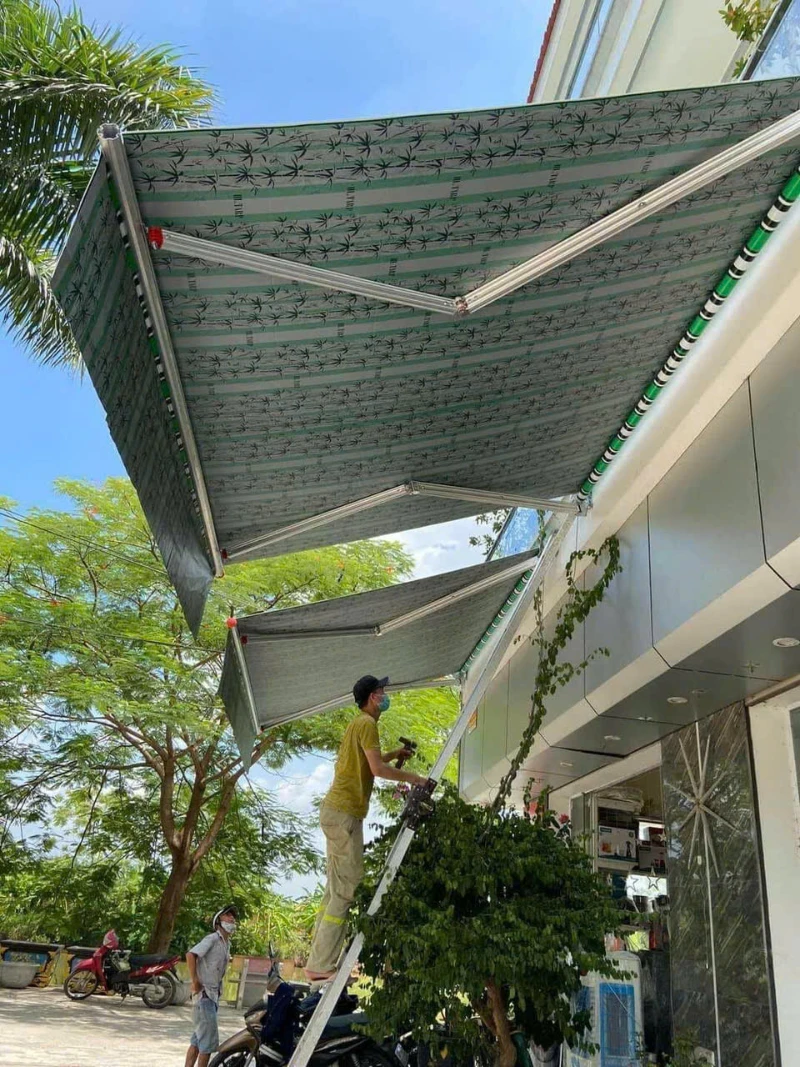 Mái hiên di động in họa tiết cây trúc