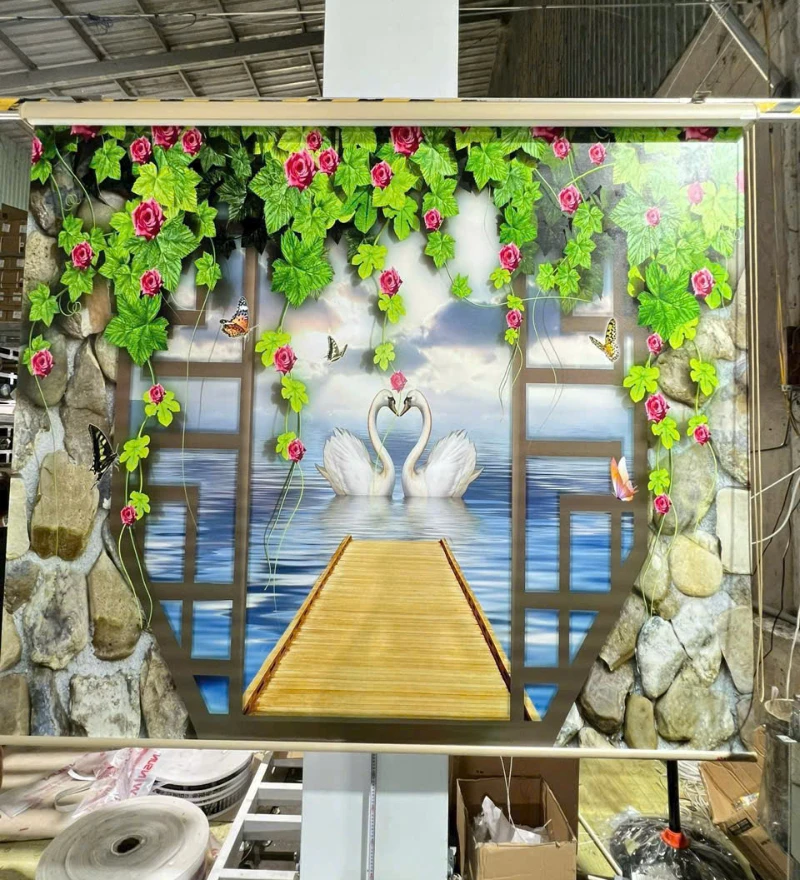 Rèm cuốn in tranh cửa sổ