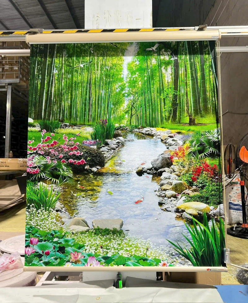 Rèm cuốn in tranh dòng suối