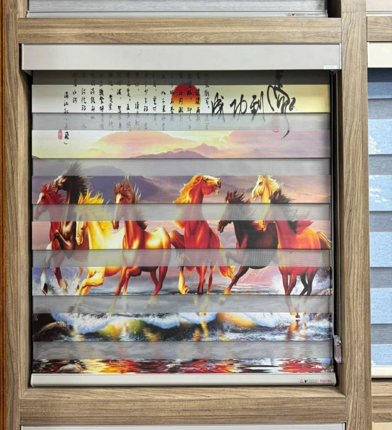 Rèm cầu vồng dạng cuốn in tranh mã đáo thành công