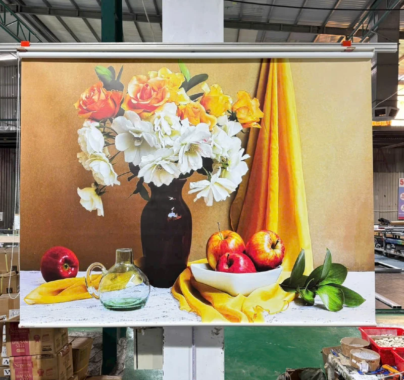 Rèm cuốn in tranh tĩnh vật hoa quả