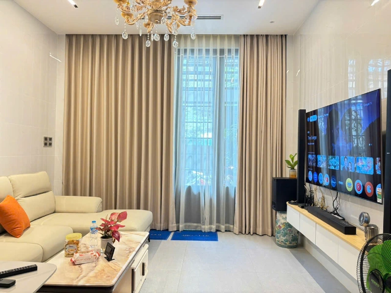 Rèm vải 2 lớp cao cấp màu kem